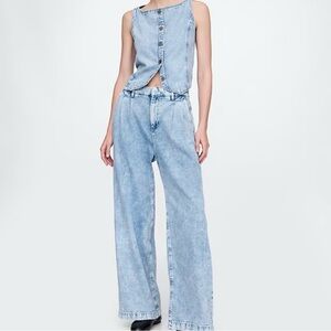 Vintage Inspired Gap 365 High Rise UltraSoft Pleated Denim Trousers Size 6